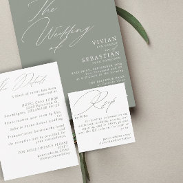 Recepción Tarjeta de código QR de Sage verde mínimo moderno 