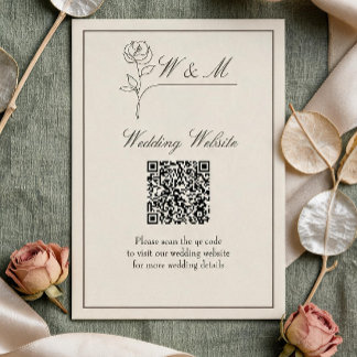 Recepción Tarjeta de código QR de sitio web de boda minimali