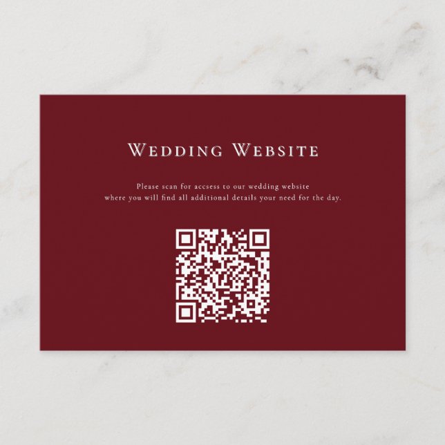 Recepción Tarjeta de código QR de sitio web de boda moderno  (Anverso)