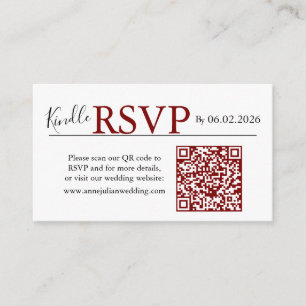 Recepción Tarjeta de código QR RSVP de paisaje rojo Boda mod