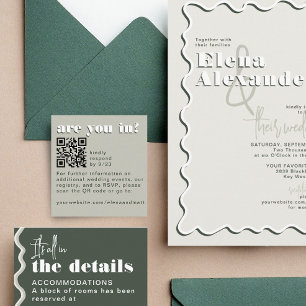 Recepción Tarjeta de código RSVP QR del moderno sabio verde 