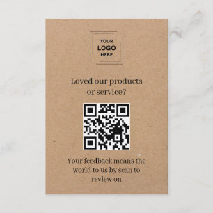Recepción Tarjeta de comentarios del cliente QR de Kraft rús