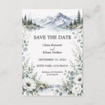 Tarjeta de compromiso de boda en lago de montaña