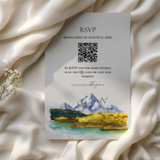 Recepción Tarjeta de confirmación de boda acuarela azul mont