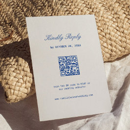 Recepción Tarjeta de confirmación de boda blanca y azul mari