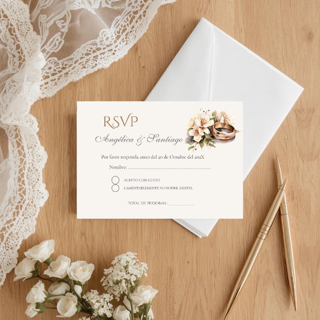 Recepción Tarjeta de confirmación de boda boho española (Subido por el creador)