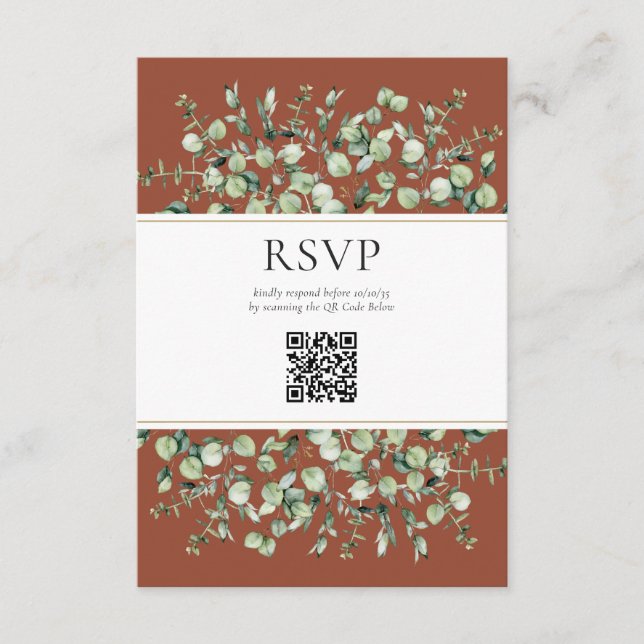 Recepción Tarjeta de confirmación de boda con código QR de e (Anverso)
