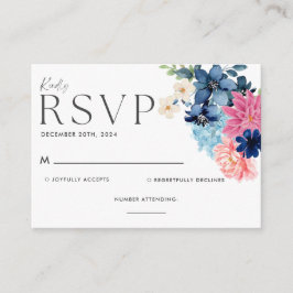 Recepción Tarjeta de confirmación de boda de acuarela floral