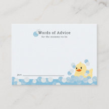 Tarjeta de consejo Baby Shower azul Rubber Ducky B
