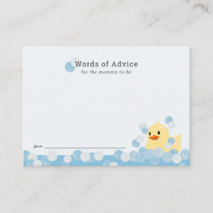 Recepción Tarjeta de consejo Baby Shower azul Rubber Ducky B