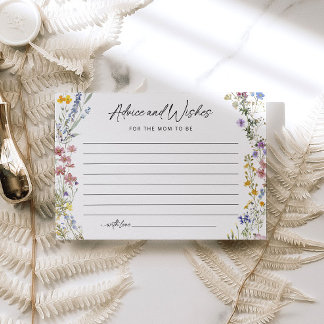 Recepción Tarjeta de consejo Baby Shower Floral Wildflower