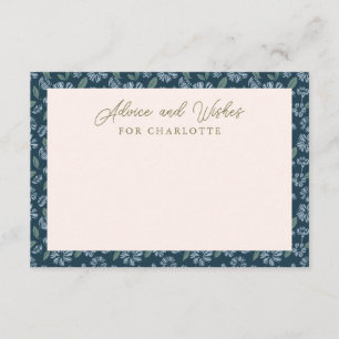 Recepción Tarjeta de consejo Baby Shower Navy Blue Floral