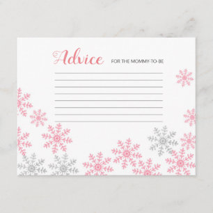 Recepción Tarjeta de consejo Copos de invierno de plata rosa