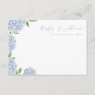 Recepción Tarjeta de consejo floral Blue Hydrangea Blooms