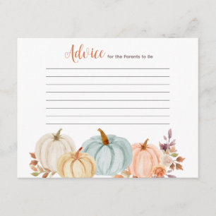 Recepción Tarjeta de consejo floral Rustic Pumpkin Baby Show