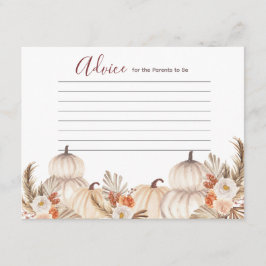 Recepción Tarjeta de consejo floral rústico de calabaza blan