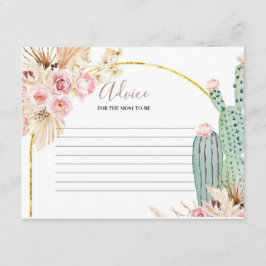 Recepción Tarjeta de consejo Flores rosadas Boho Cactus