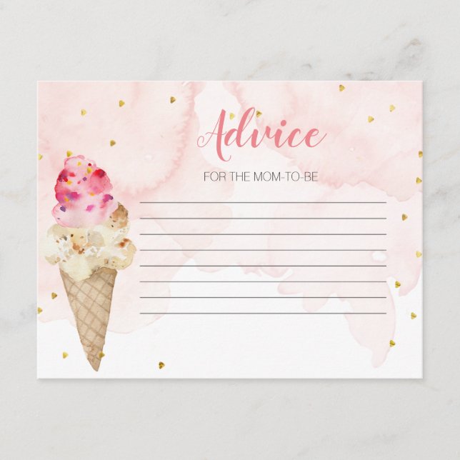 Recepción Tarjeta de consejo Ice crema rosa Ducha de novia (Anverso)