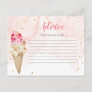 Recepción Tarjeta de consejo Ice crema rosa Ducha de novia