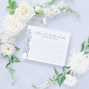 Recepción Tarjeta de consejo nupcial floral Chinoiserie azul