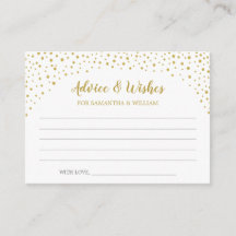 Tarjeta de consejo para Bodas de Confetti Gold