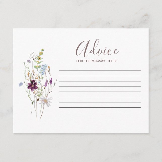 Recepción Tarjeta de consejo para la ducha de bebé con flore (Anverso)
