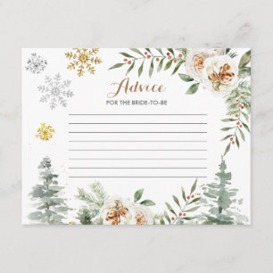 Recepción Tarjeta de consejo Winter White Floral Pine Trees