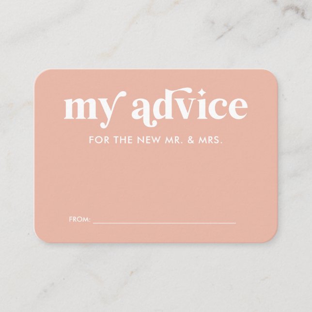 Recepción Tarjeta de Consejos de Boda Rosa Melocotón (Anverso)