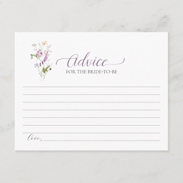 Recepción Tarjeta de consejos de flor silvestre morada para  (Anverso)