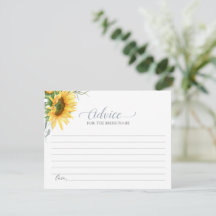 Tarjeta de Consejos de Girasol para la Novia
