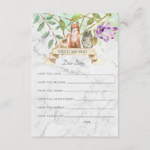 Recepción Tarjeta de consejos para bebé   Bosque elegante