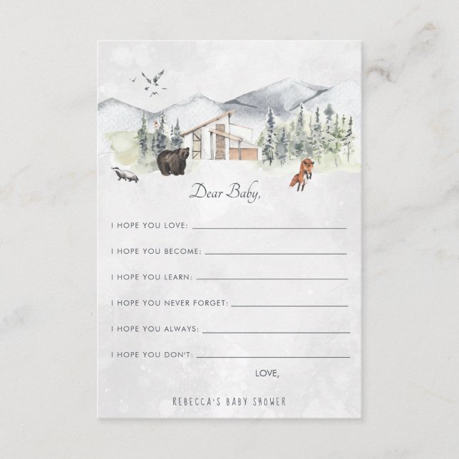 Recepción Tarjeta de consejos para bebés | Bosque de bosques (Anverso)