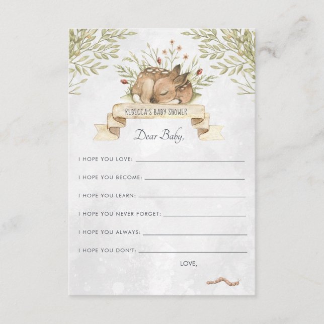 Recepción Tarjeta de consejos para bebés | Woodland Deer (Anverso)