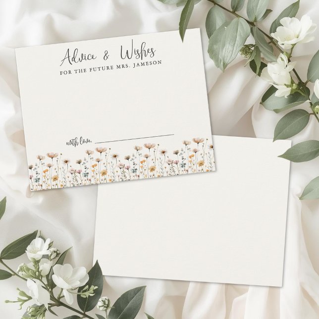 Recepción Tarjeta de Consejos para Despedida de Soltera con  (Wildflower Bridal Shower Advice Card)