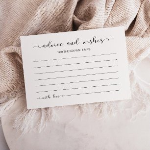 Recepción Tarjeta De Consejos Y Deseos De Bodas minimalistas