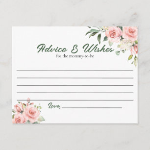 Recepción Tarjeta de consejos y deseos florales rosas