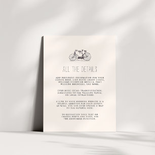 Recepción Tarjeta de datos de invitado de Boda de bicicleta 