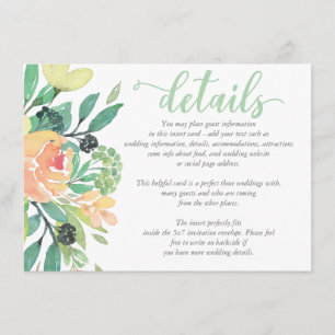 Recepción Tarjeta de DETAILS de Boda de color de agua de mod