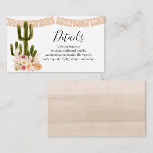 Recepción Tarjeta de detalle Boho Cactus Taco sobre Love Pam