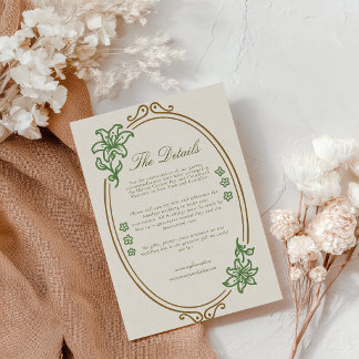 Recepción Tarjeta de Detalle de Boda Art Nouveau