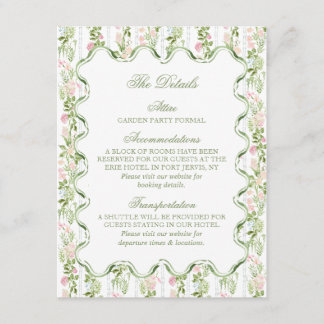 Recepción Tarjeta de Detalle de Boda con Diseño Floral en Ac