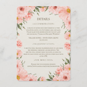 Recepción Tarjeta de Detalle de Boda con Flores de Acuarela
