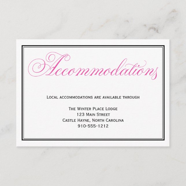 Recepción Tarjeta de detalle de Boda de guiones rosados (Anverso)