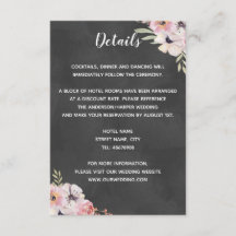 Tarjeta de detalle de boda de tiza boho floral