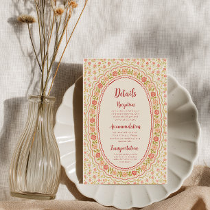Recepción Tarjeta de detalle de boda floral colorida moderna