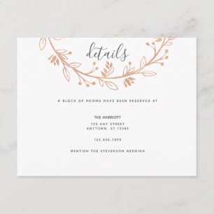 Recepción Tarjeta de detalle de Boda moderna con flor de oro
