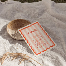 Recepción Tarjeta de detalle de Bodas rojos y rojos modernos