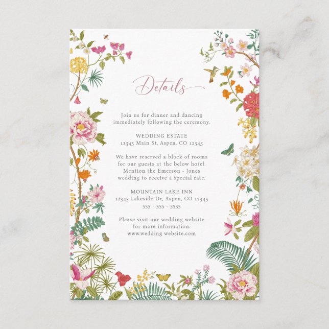 Recepción Tarjeta de detalle de casamiento de vintage (Anverso)