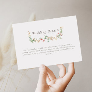 Recepción Tarjeta de Detalle de Deseos de Boda de Flor Silve