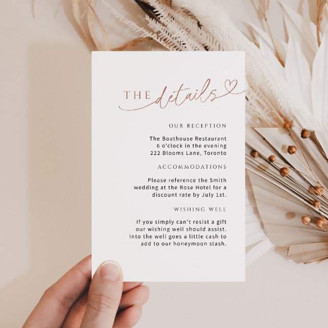 Recepción Tarjeta de detalle de Naranja quemado minimalista  (Subido por el creador)